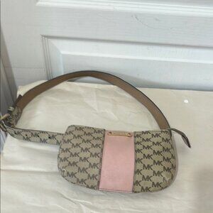 Michael KORS women attached fanny pack belt in classic khaki and pink